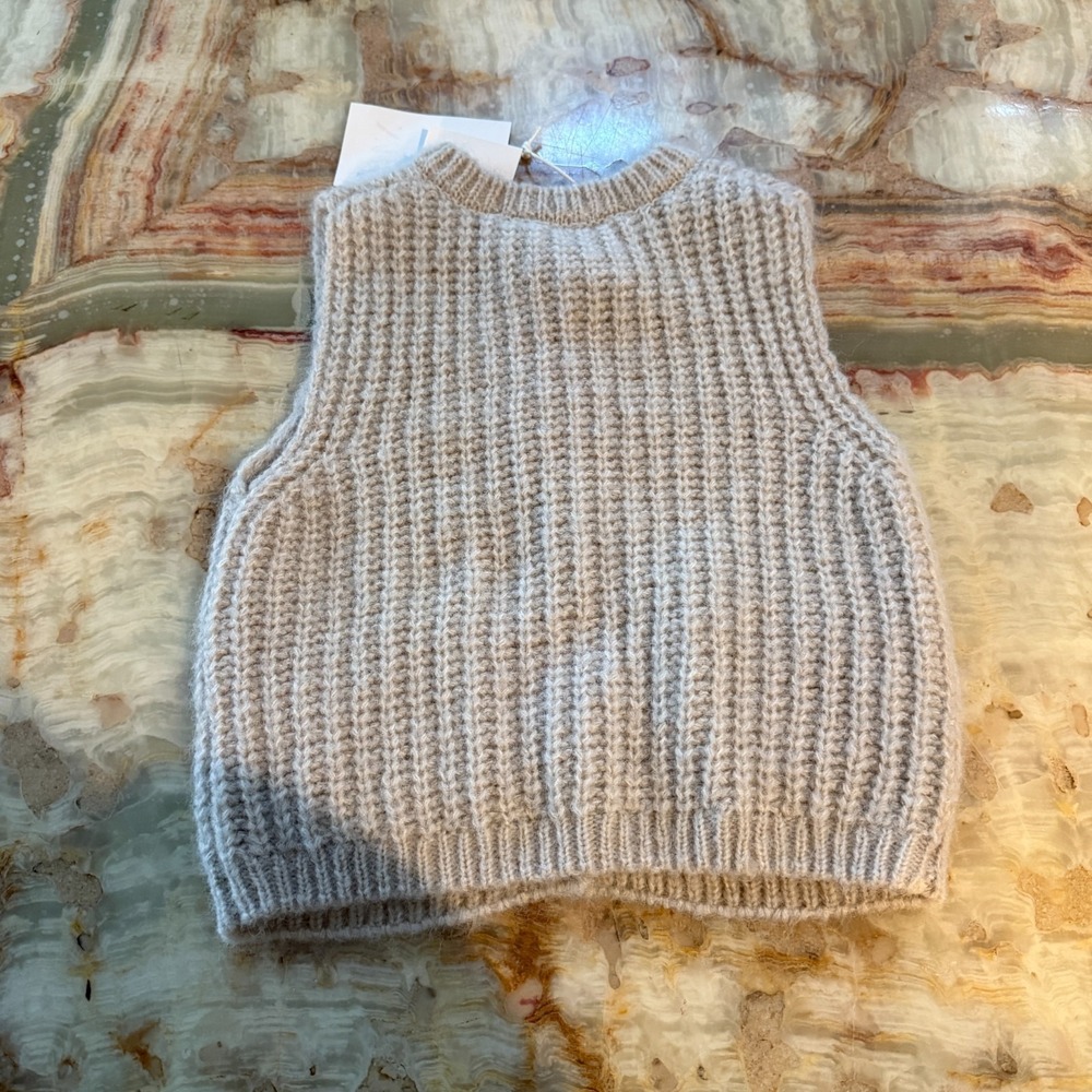 Zara Kids Chunky Knit Sweater Vest Beige Button Front Cardigan Style 5-6Y NWT - Picture 2 of 6